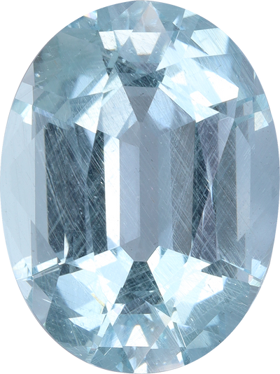 Oval cut aquamarine, 15.93 by 12 mm, shown at actual size