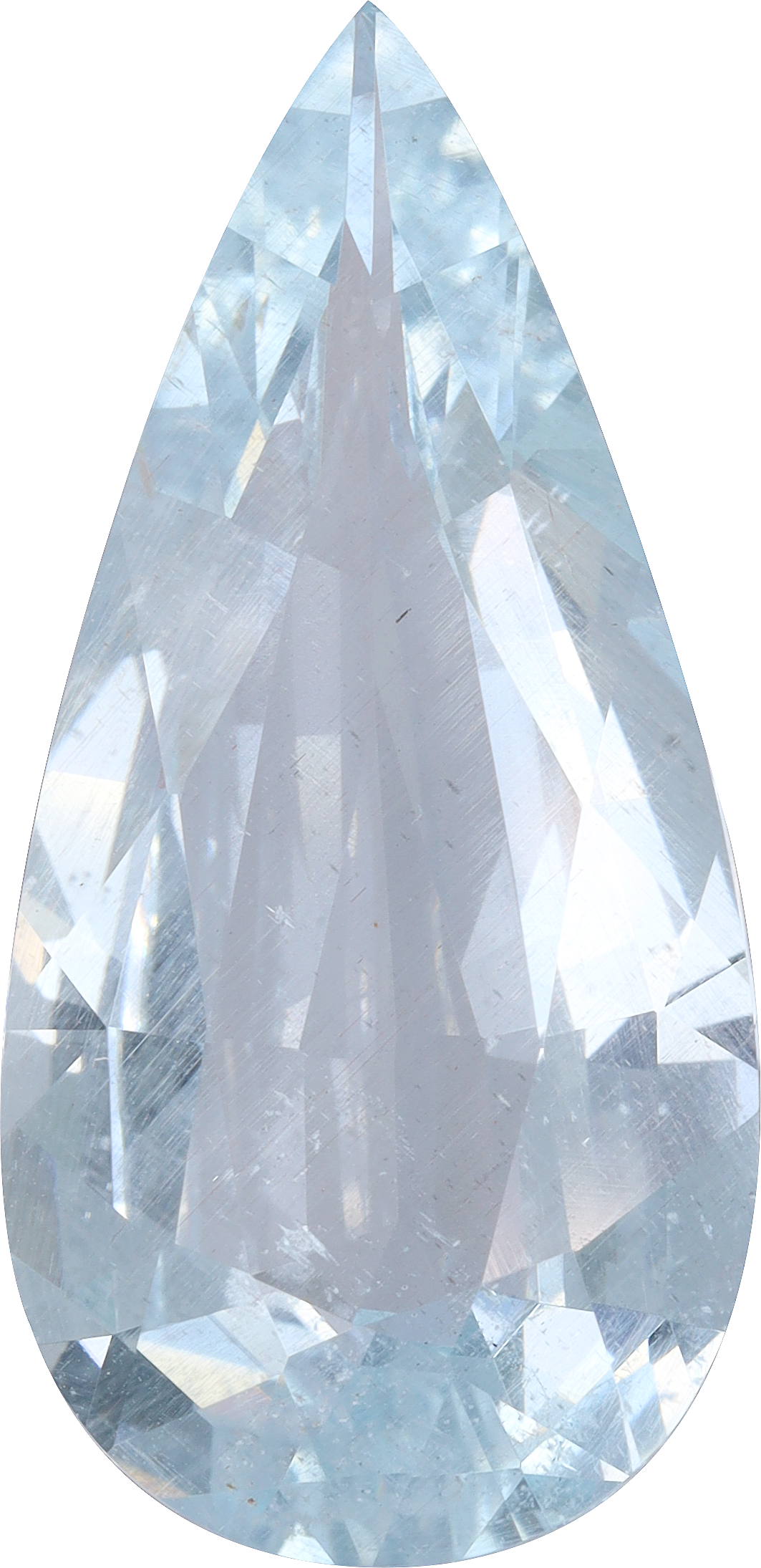 Pear cut aquamarine, 24.61 by 11.87 mm, shown at actual size