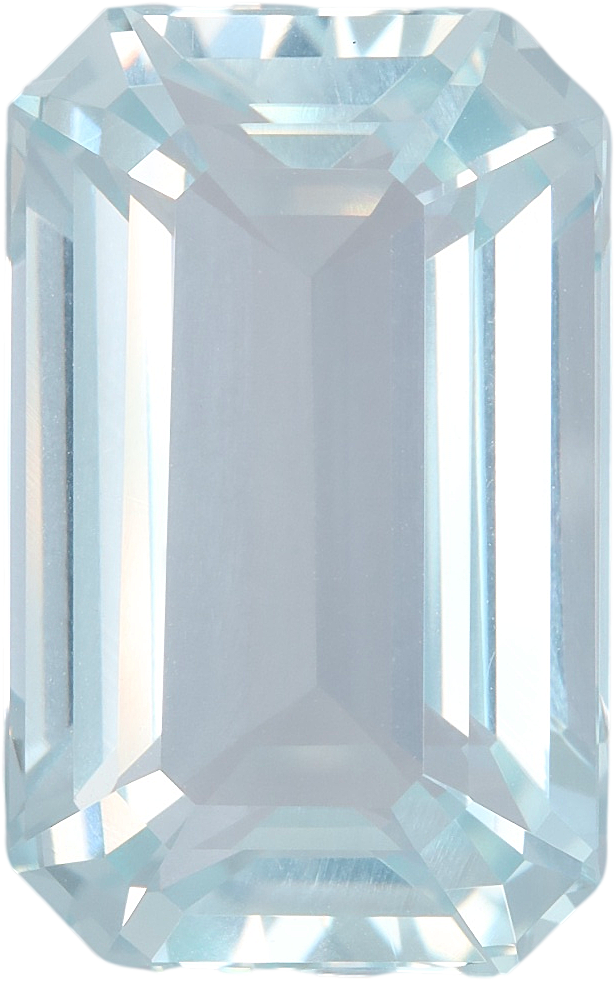 Rectangular cut aquamarine, 17.47 by 10.88 mm, shown at actual size