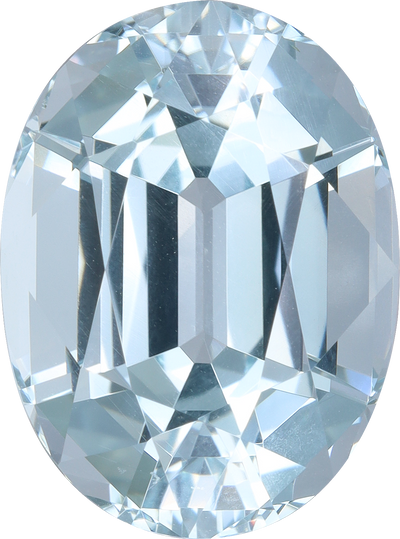 Oval cut aquamarine, 16.75 by 12.46 mm, shown at actual size