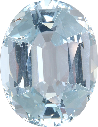 Oval cut aquamarine, 15.75 by 12.1 mm, shown at actual size