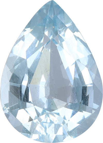 Pear cut aquamarine, 16.83 by 12.03 mm, shown at actual size