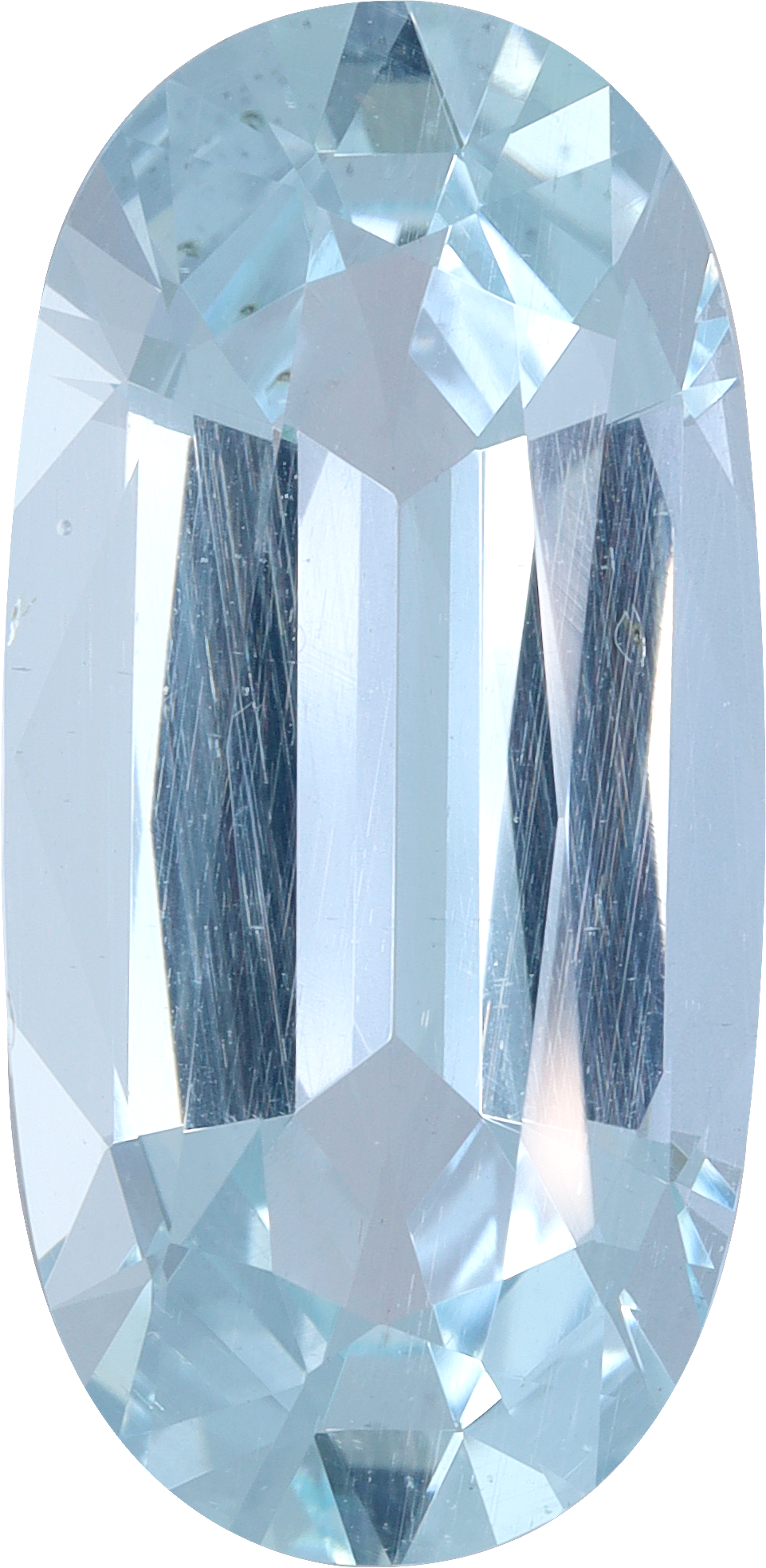 Oval cut aquamarine, 21.95 by 10.78 mm, shown at actual size