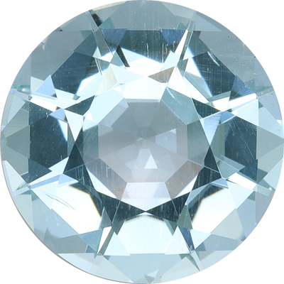 Round cut aquamarine, 14.62 by 14.51 mm, shown at actual size