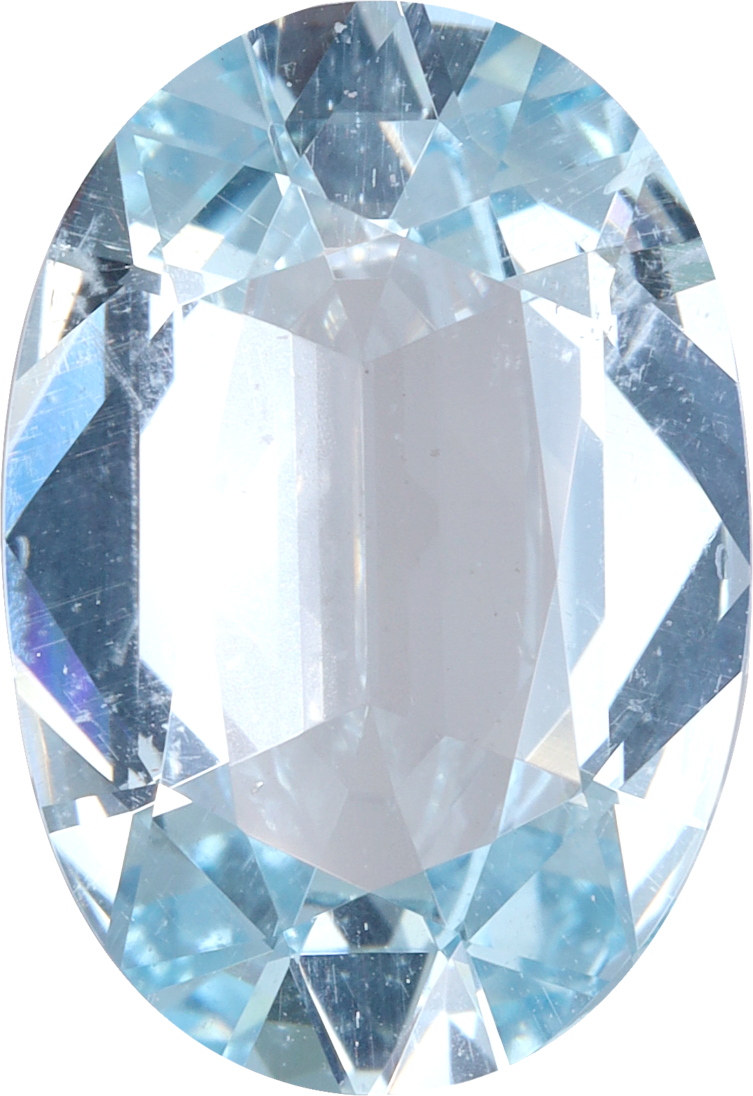 Oval cut aquamarine, 15.29 by 10.46 mm, shown at actual size