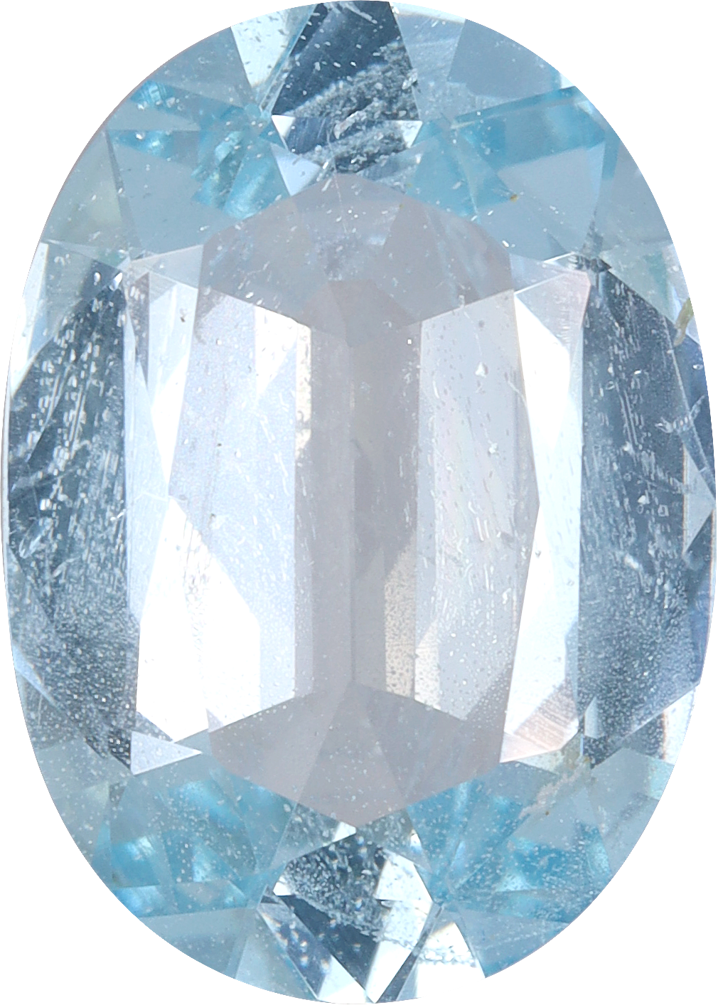 Oval cut aquamarine, 13.99 by 9.95 mm, shown at actual size