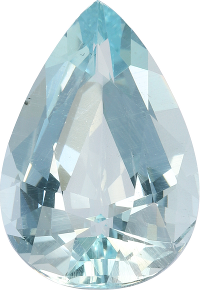 Pear cut aquamarine, 16.85 by 11.1 mm, shown at actual size