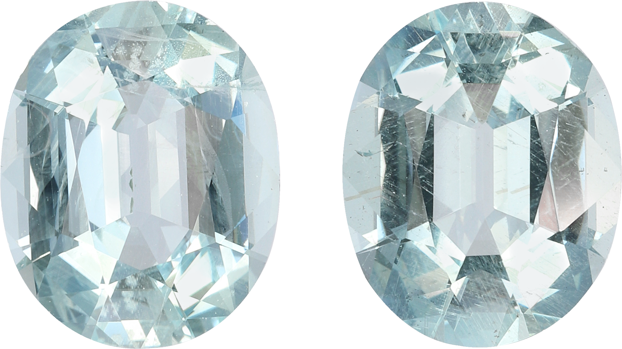 Oval cut aquamarine, 12.31 by 9.9 mm, shown at actual size