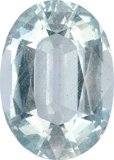 Oval cut aquamarine, 13.97 by 10 mm, shown at actual size