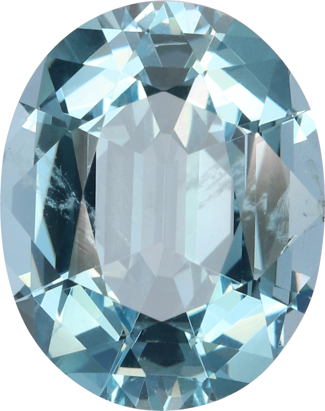 Oval cut aquamarine, 11.85 by 9.41 mm, shown at actual size
