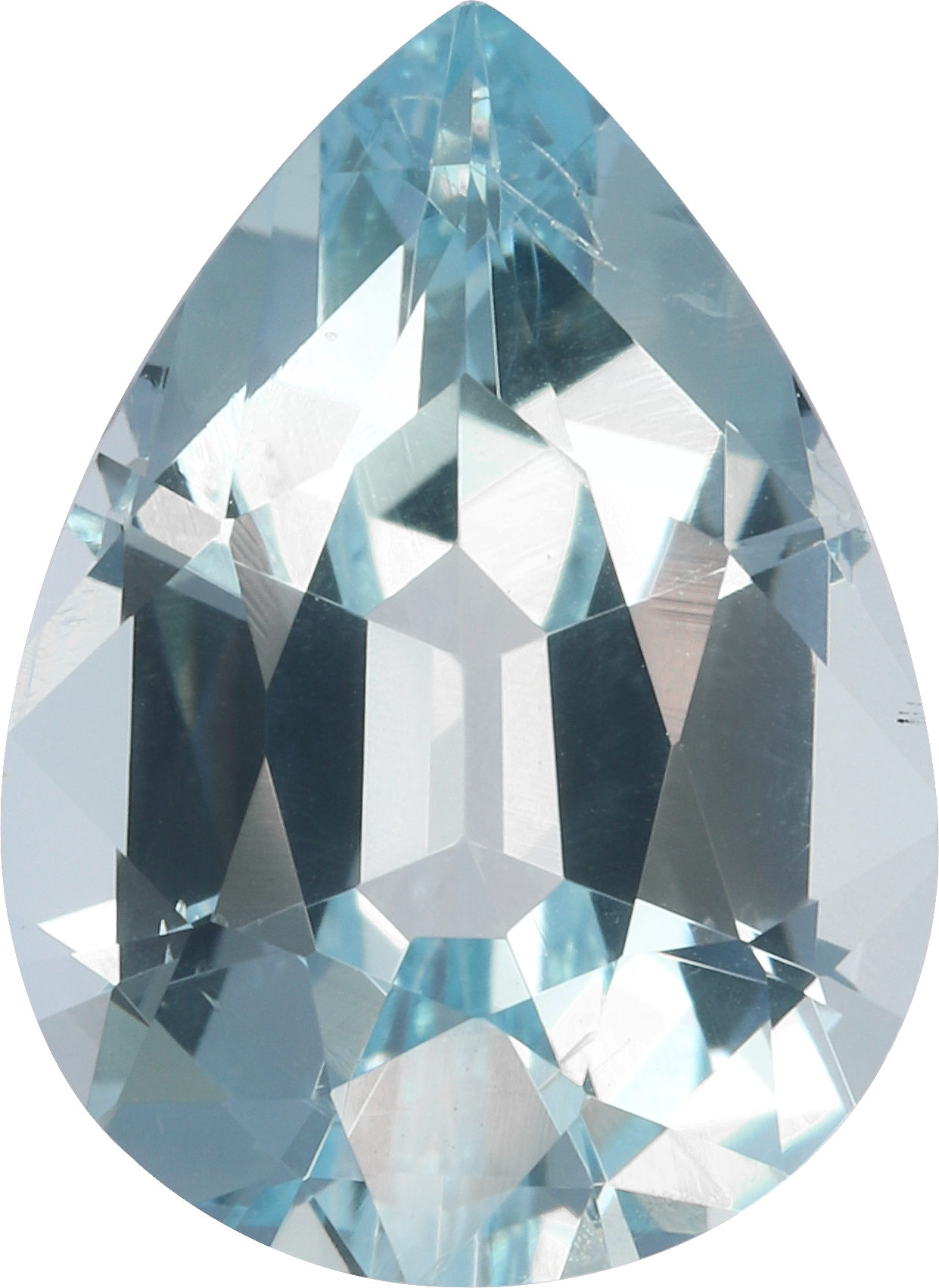 Pear cut aquamarine, 13.79 by 10.08 mm, shown at actual size
