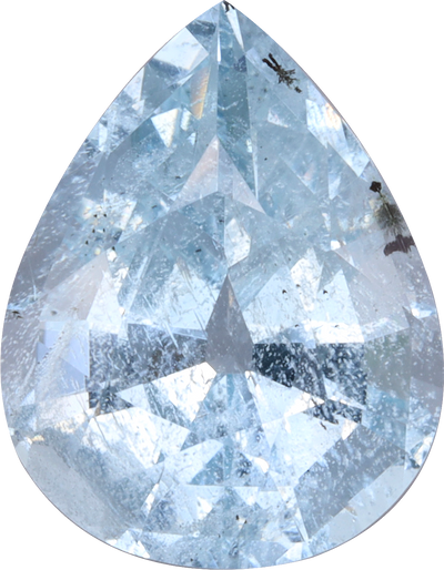 Pear cut aquamarine, 13.73 by 10.72 mm, shown at actual size