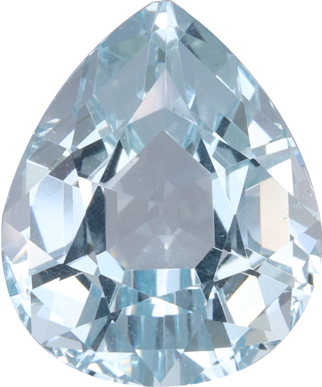 Pear cut aquamarine, 12.21 by 10.14 mm, shown at actual size