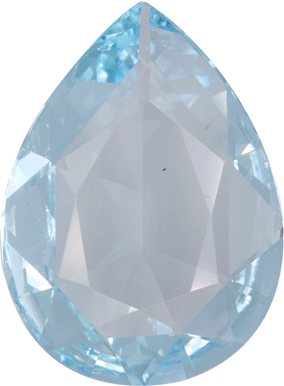 Pear cut aquamarine, 14.96 by 10.98 mm, shown at actual size