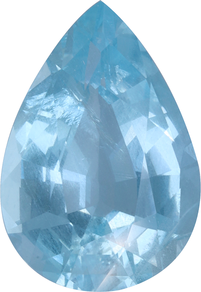 Pear cut aquamarine, 15.2 by 10.33 mm, shown at actual size