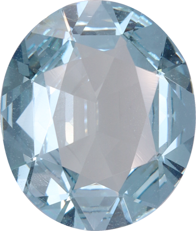 Oval cut aquamarine, 10.96 by 9.35 mm, shown at actual size