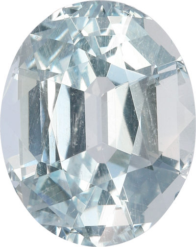 Oval cut aquamarine, 11.55 by 9.21 mm, shown at actual size
