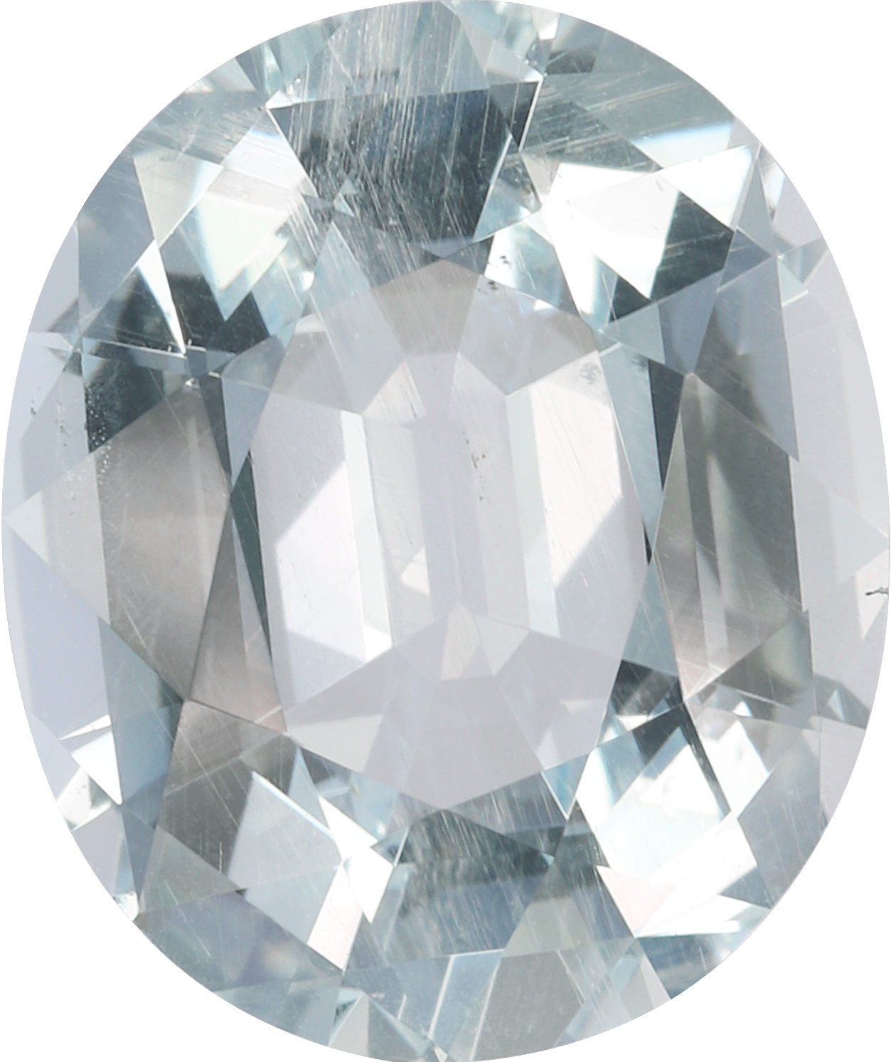 Oval cut aquamarine, 12.31 by 10.39 mm, shown at actual size