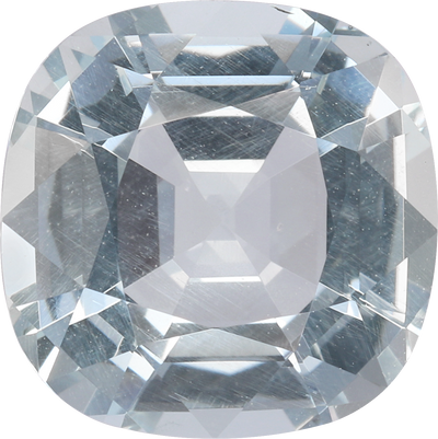 Cushion cut aquamarine, 10.97 by 10.95 mm, shown at actual size
