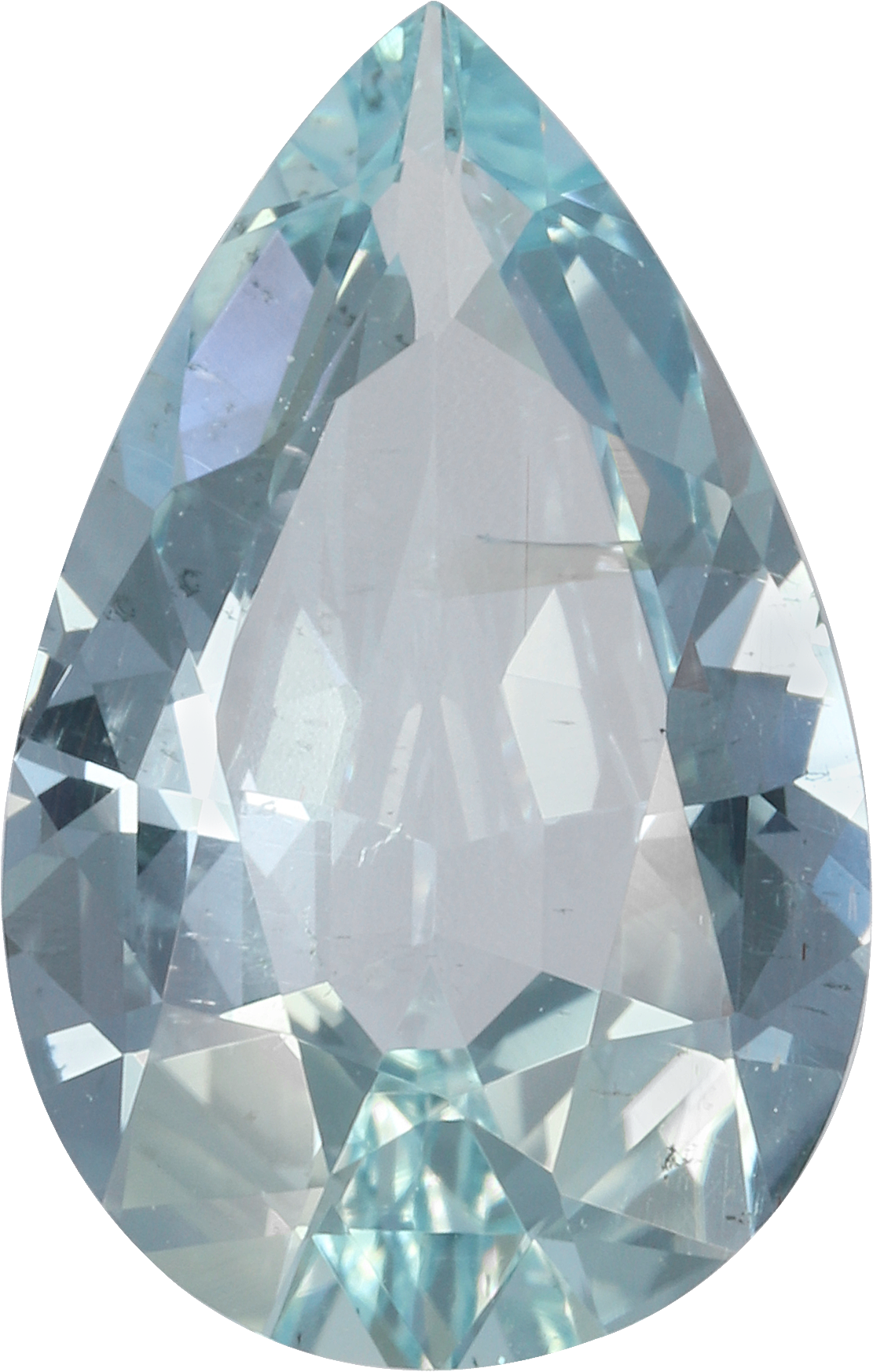 Pear cut aquamarine, 14.83 by 9.38 mm, shown at actual size
