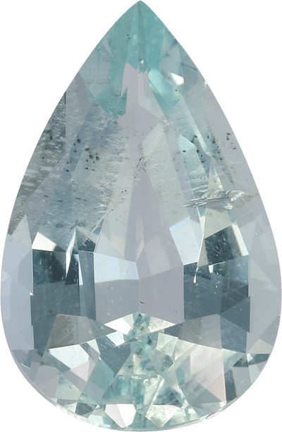 Pear cut aquamarine, 14.72 by 9.24 mm, shown at actual size