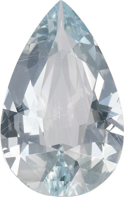 Pear cut aquamarine, 16.88 by 10.32 mm, shown at actual size
