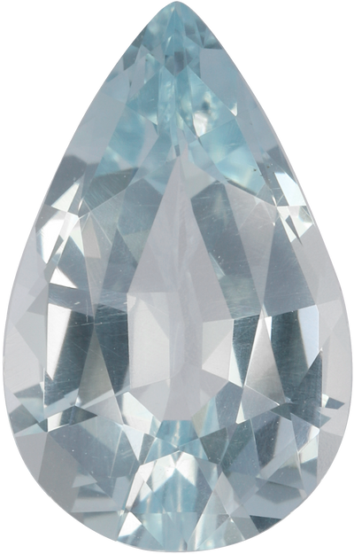 Pear cut aquamarine, 14.66 by 9.36 mm, shown at actual size