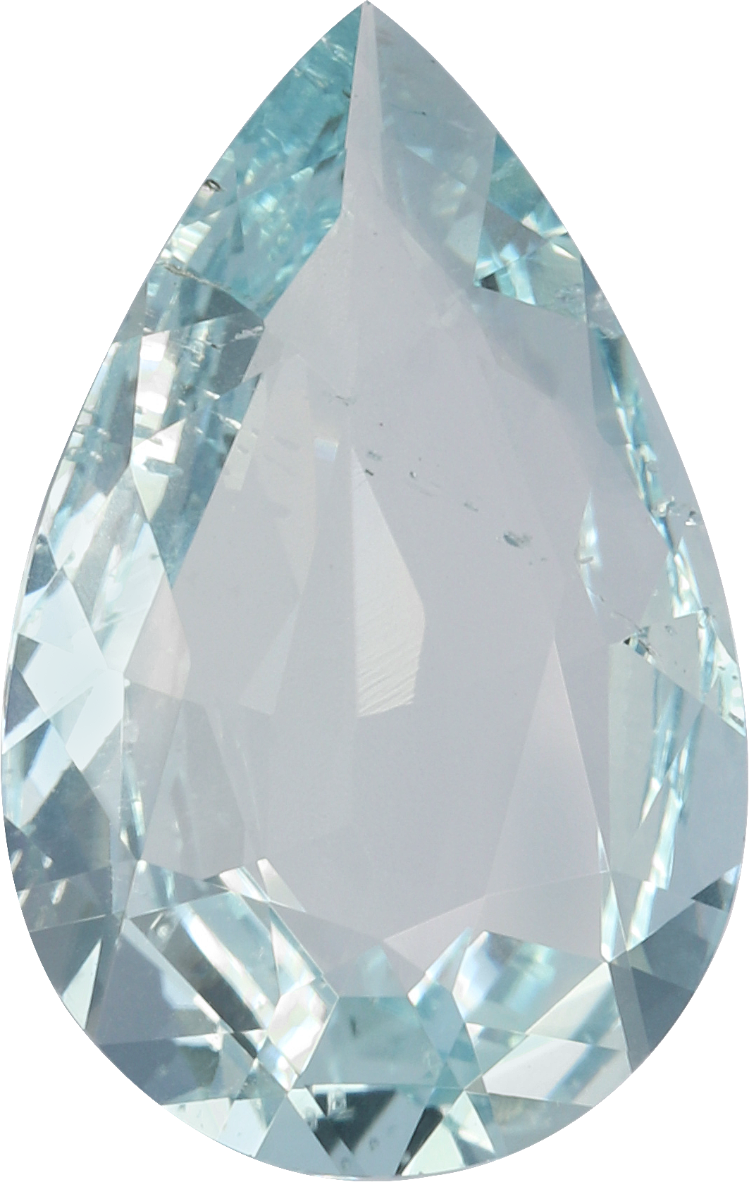 Pear cut aquamarine, 14.71 by 9.22 mm, shown at actual size