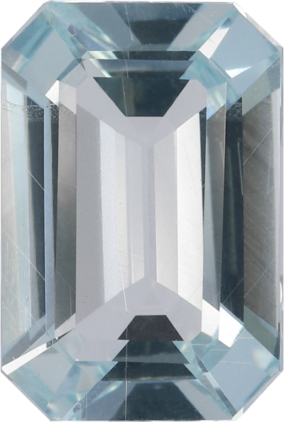 Rectangular cut aquamarine, 11.95 by 8.03 mm, shown at actual size