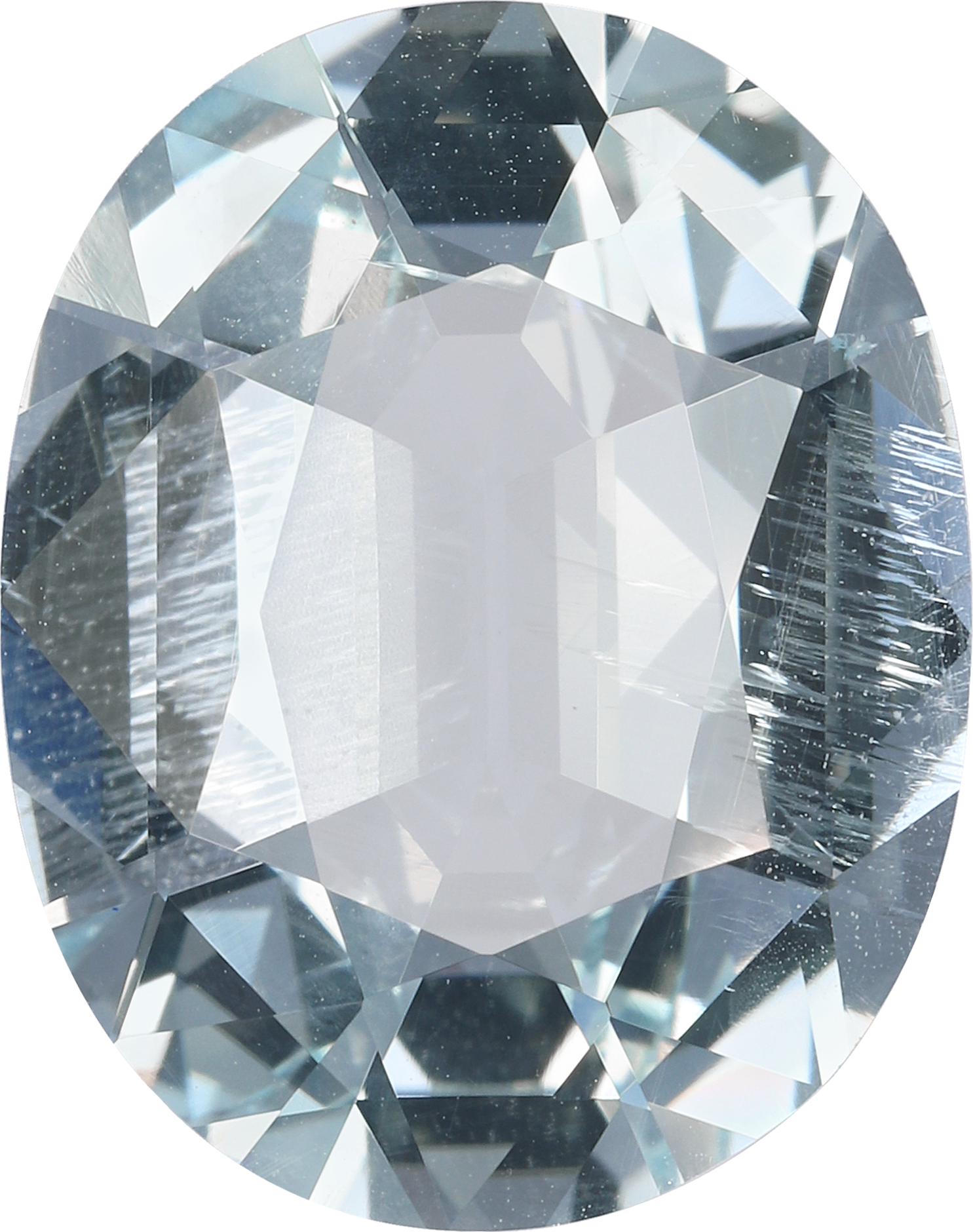 Oval cut aquamarine, 19.73 by 15.58 mm, shown at actual size