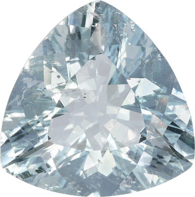 Trilliant cut aquamarine, 17.93 by 17.82 mm, shown at actual size