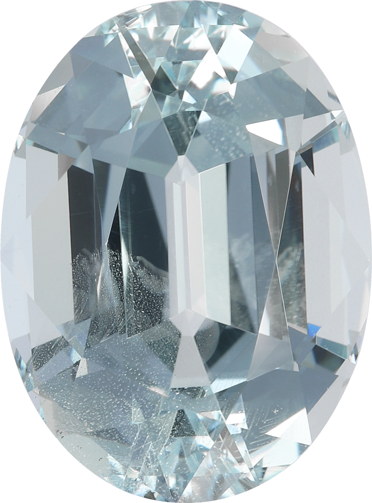 Oval cut aquamarine, 17.56 by 13.04 mm, shown at actual size