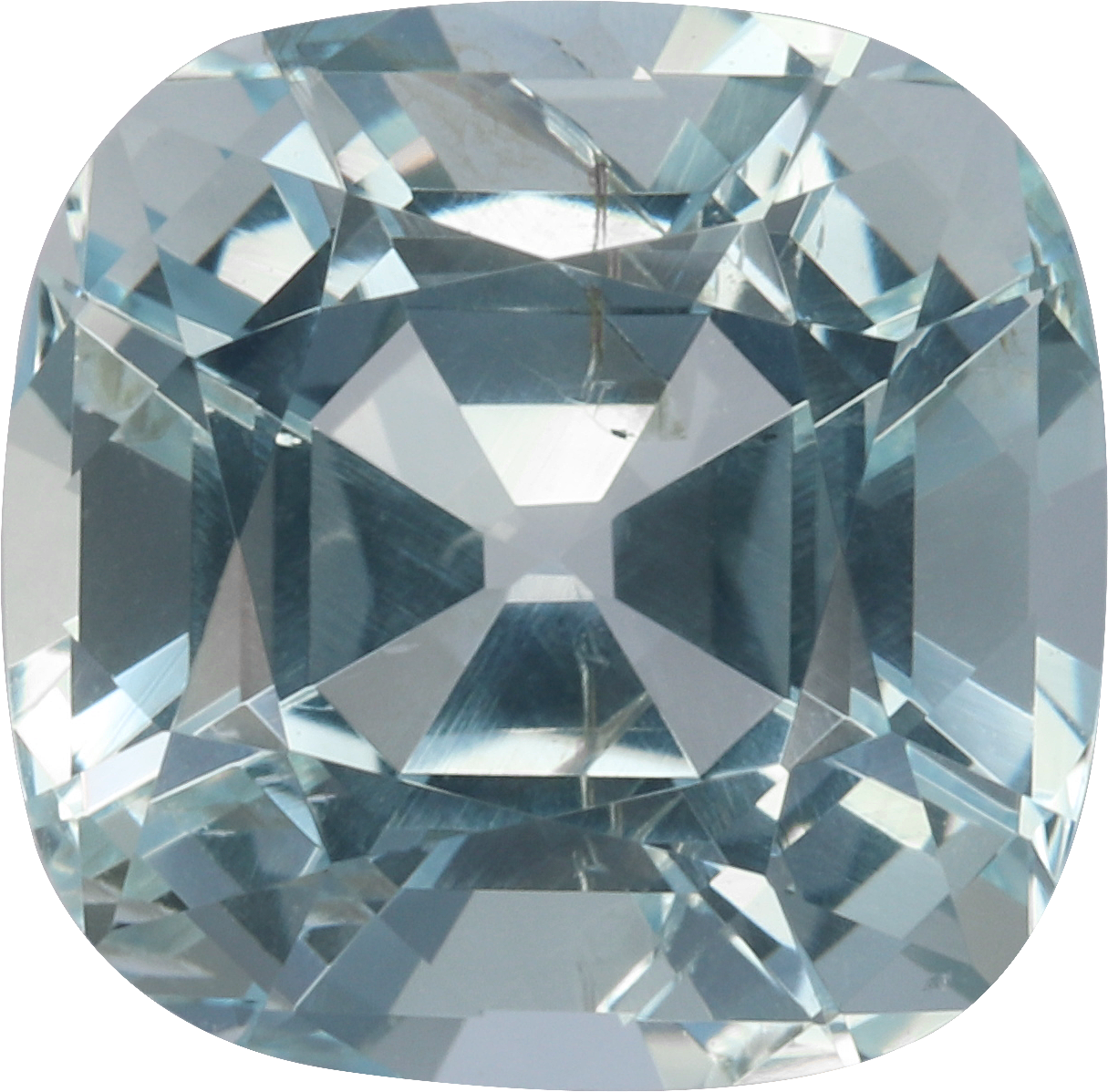 Cushion cut aquamarine, 8.99 by 8.86 mm, shown at actual size