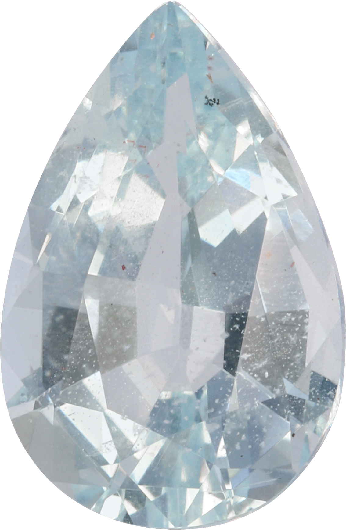Pear cut aquamarine, 10.93 by 7.16 mm, shown at actual size