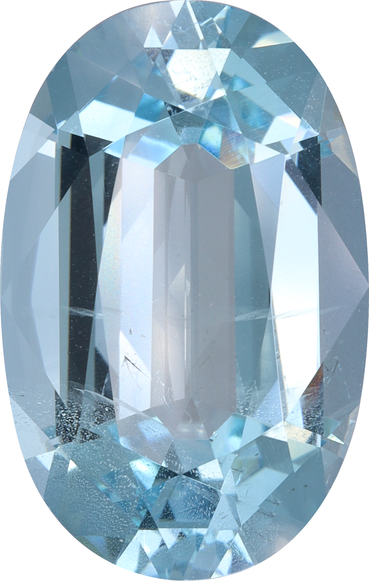 Oval cut aquamarine, 20.03 by 12.78 mm, shown at actual size