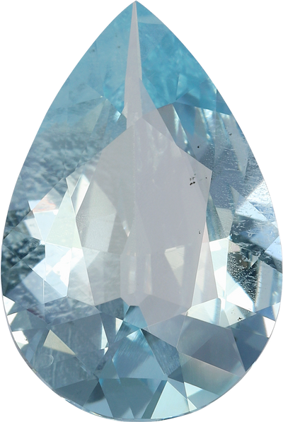 Pear cut aquamarine, 16.64 by 11.08 mm, shown at actual size