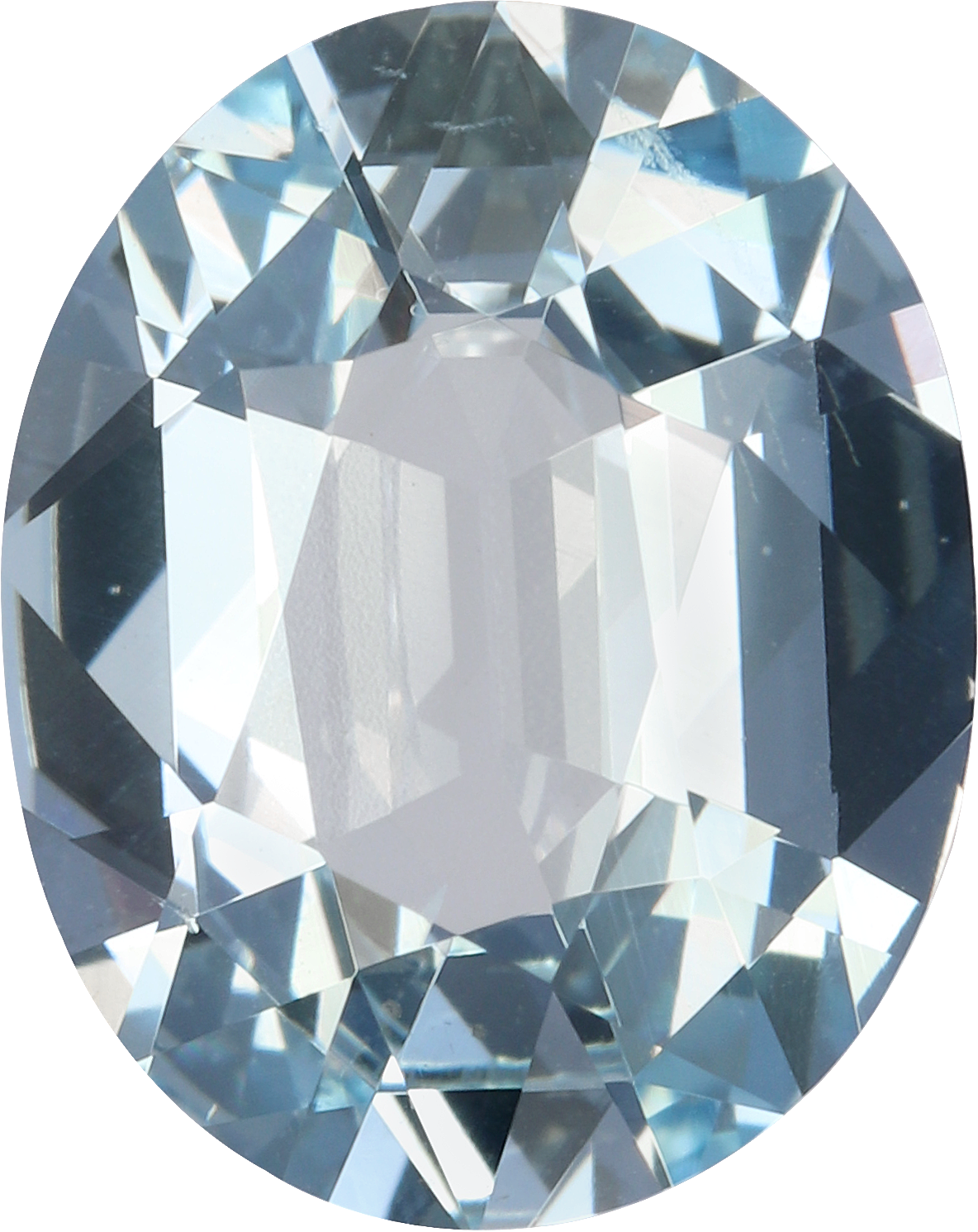 Oval cut aquamarine, 10.8 by 8.61 mm, shown at actual size