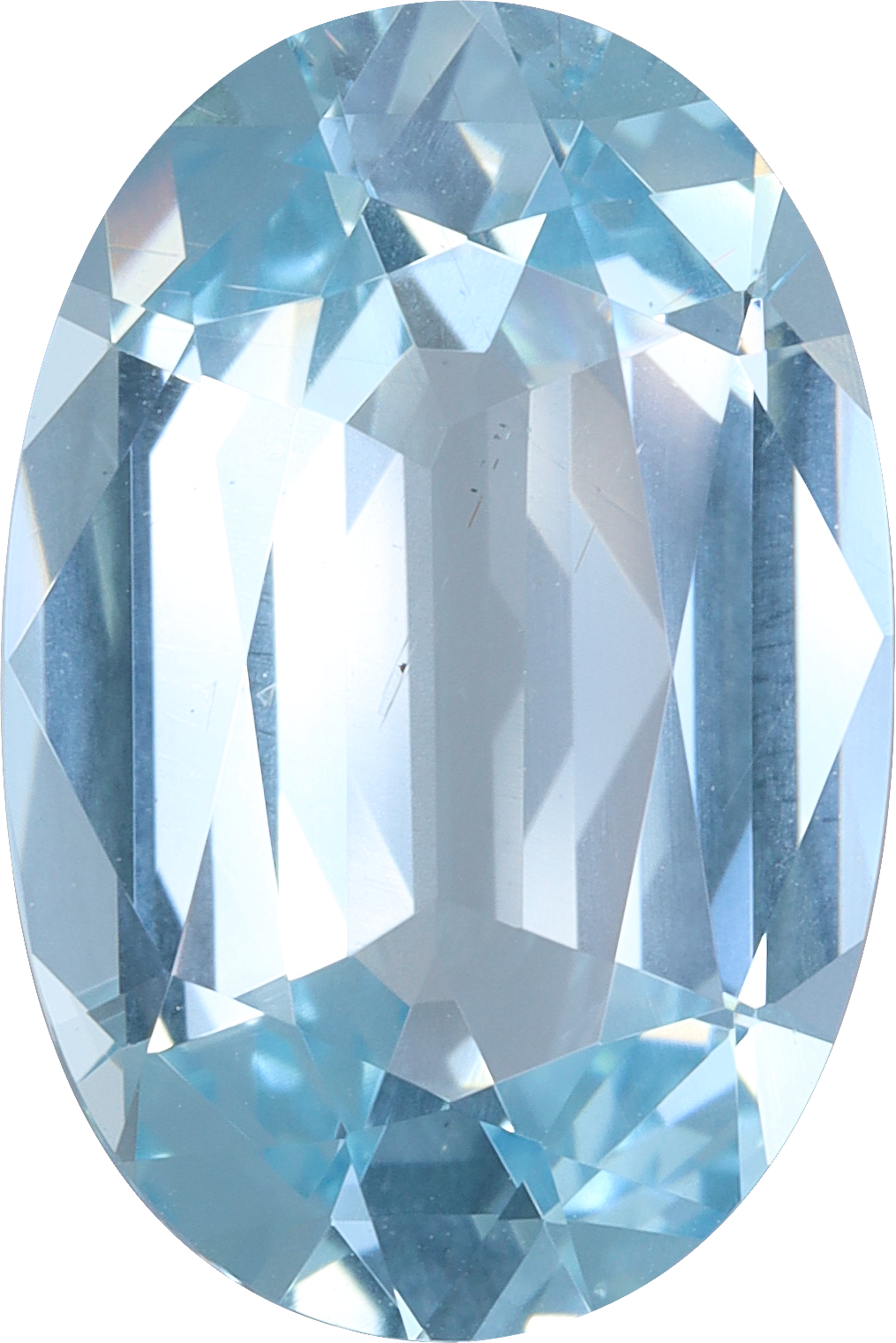 Oval cut aquamarine, 13.24 by 8.11 mm, shown at actual size