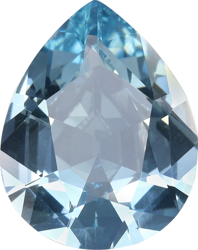 Pear cut aquamarine, 9.98 by 7.91 mm, shown at actual size