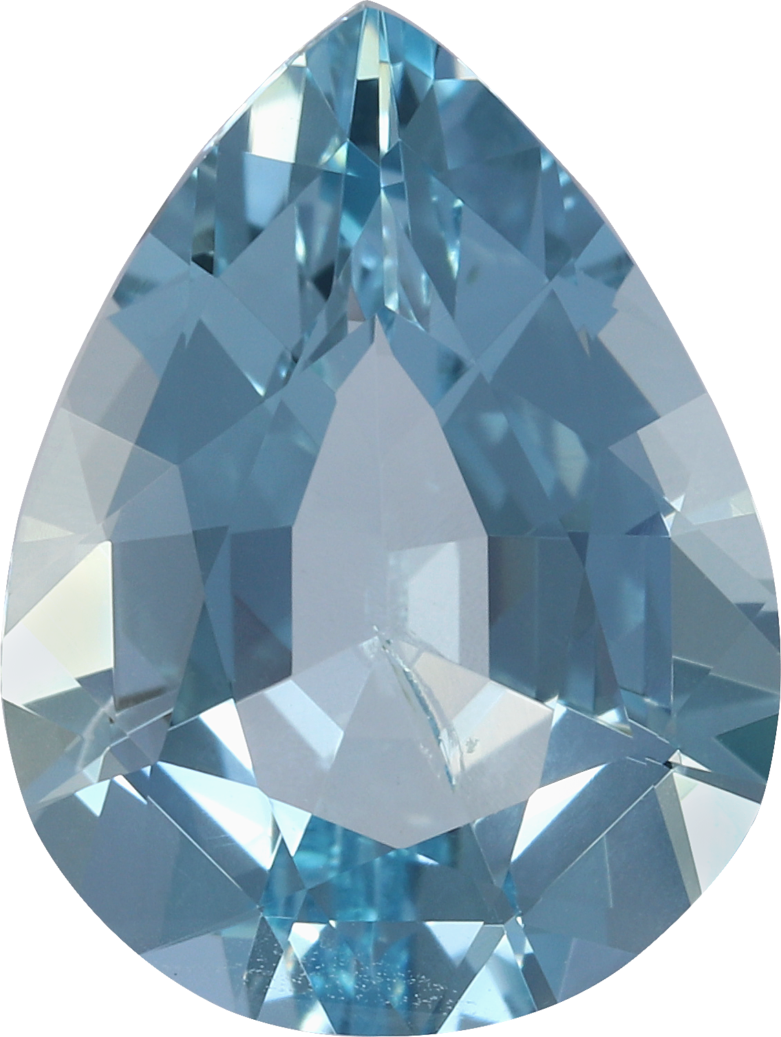 Pear cut aquamarine, 13.16 by 9.89 mm, shown at actual size