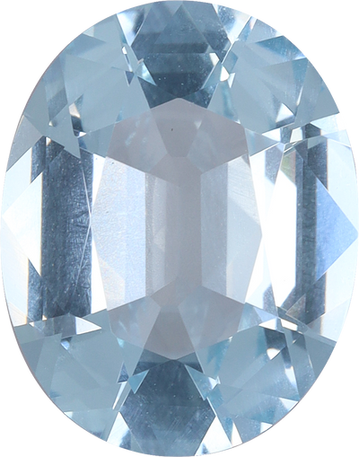 Oval cut aquamarine, 10.96 by 8.62 mm, shown at actual size
