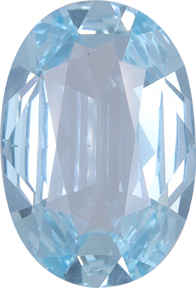 Oval cut aquamarine, 12.28 by 8.32 mm, shown at actual size