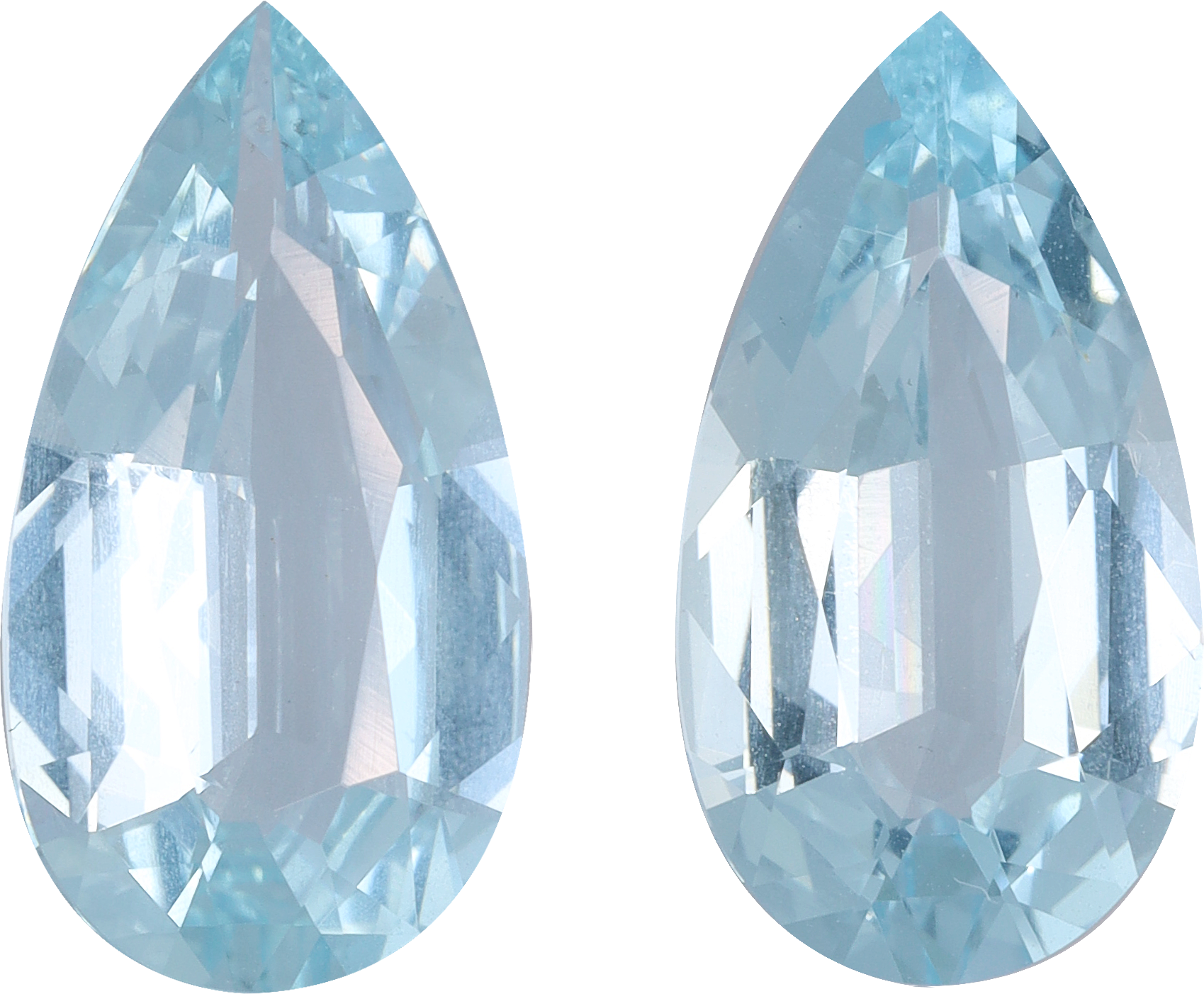 Pear cut aquamarine, 12.64 by 6.87 mm, shown at actual size