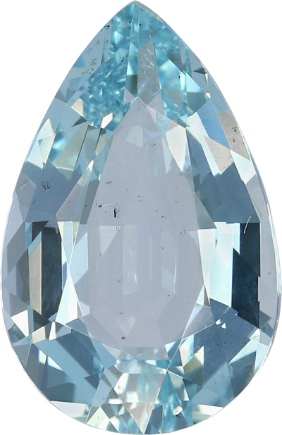 Pear cut aquamarine, 13.64 by 8.82 mm, shown at actual size