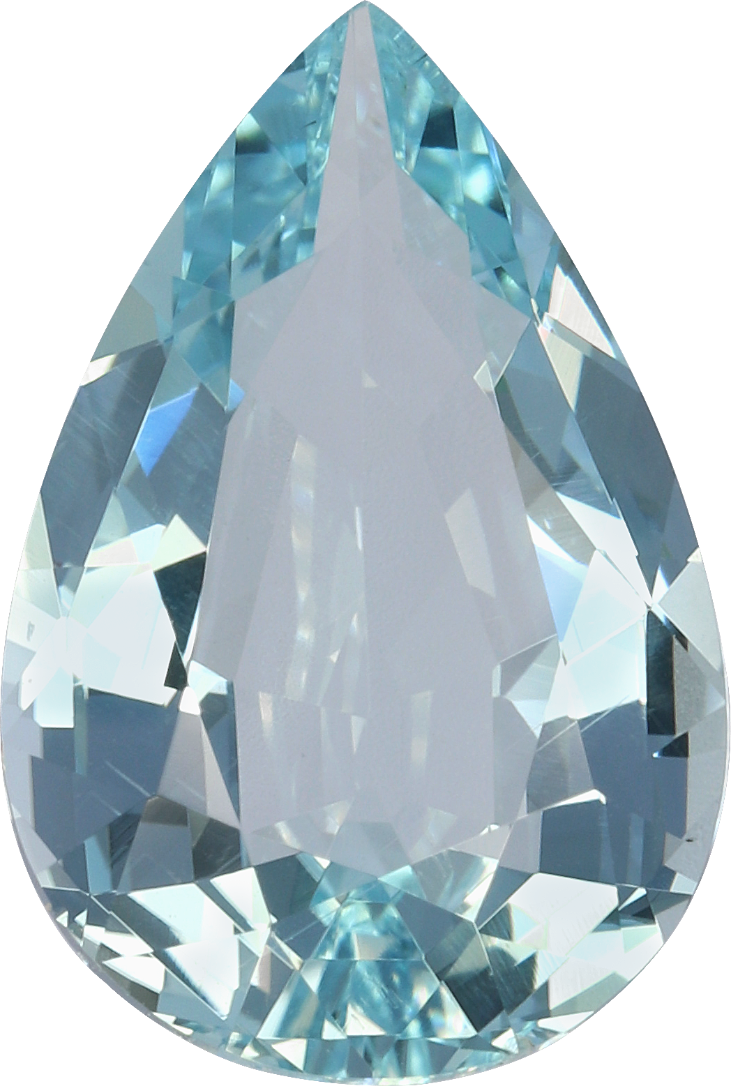 Pear cut aquamarine, 14.74 by 9.7 mm, shown at actual size