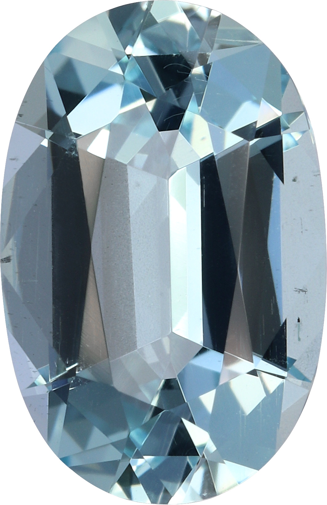 Oval cut aquamarine, 11.83 by 7.71 mm, shown at actual size