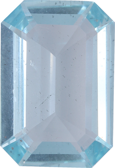 Rectangular cut aquamarine, 13.95 by 9.58 mm, shown at actual size