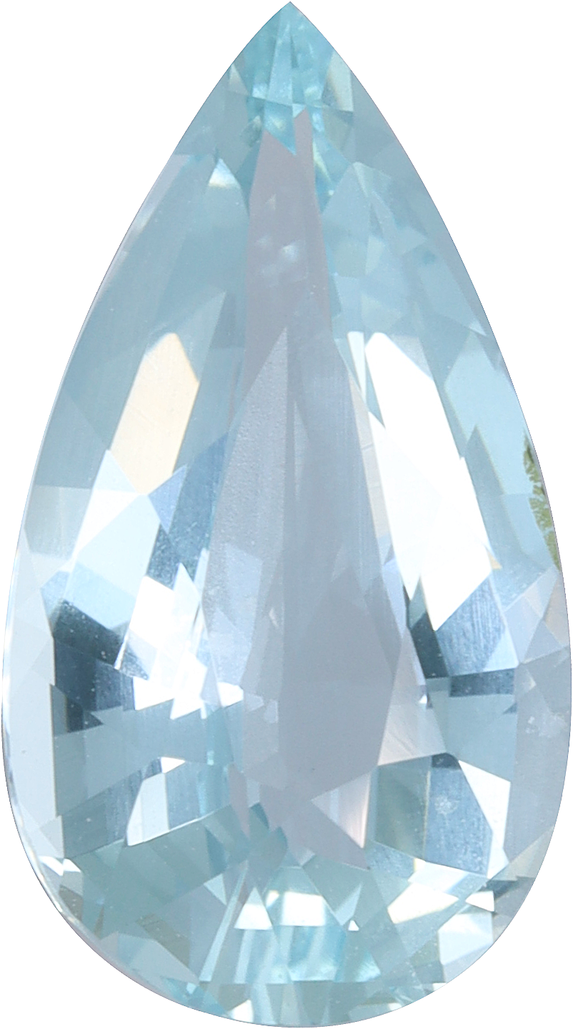 Pear cut aquamarine, 12.56 by 6.89 mm, shown at actual size