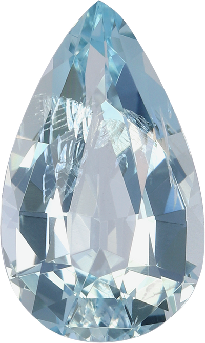 Pear cut aquamarine, 11.82 by 7.07 mm, shown at actual size