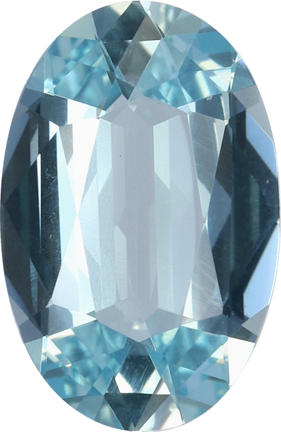 Oval cut aquamarine, 11.01 by 7.18 mm, shown at actual size